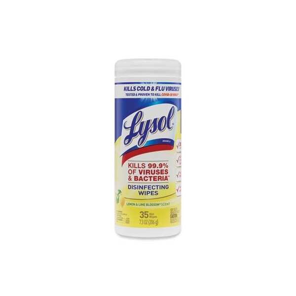 Reckitt Benckiser LYSOL, DISINFECTING WIPES, 7 X 8, LEMON AND LIME BLOSSOM, 35 WIPES/CANISTER 81145 - main
